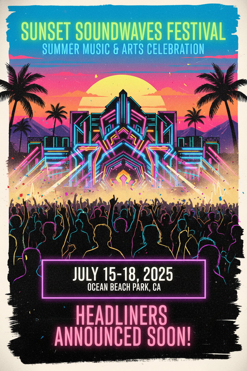 Music festival poster prompt example