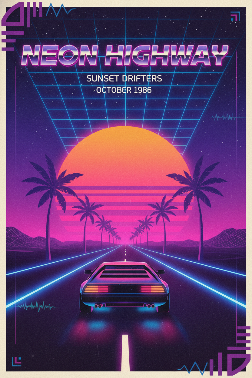 Vintage travel poster prompt example