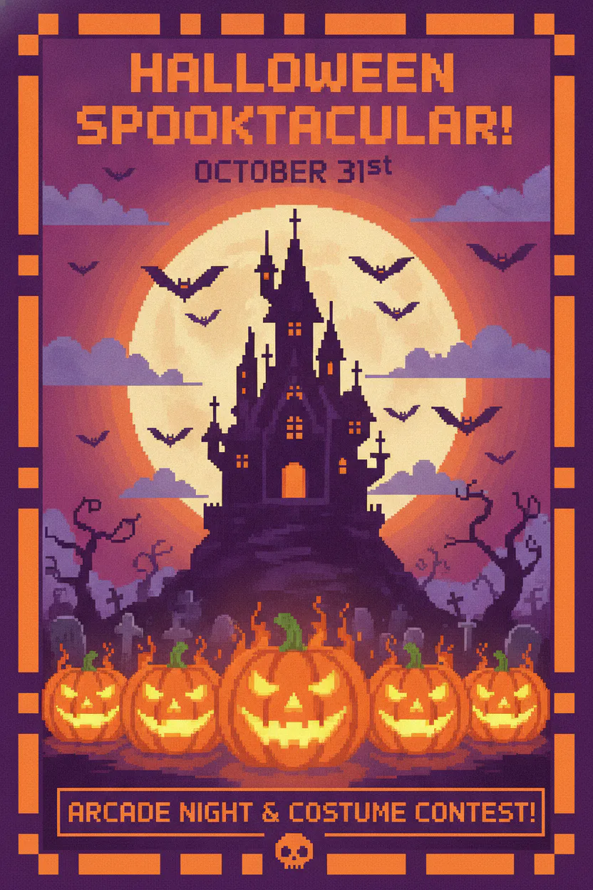 ハロウィンピクセルポスター