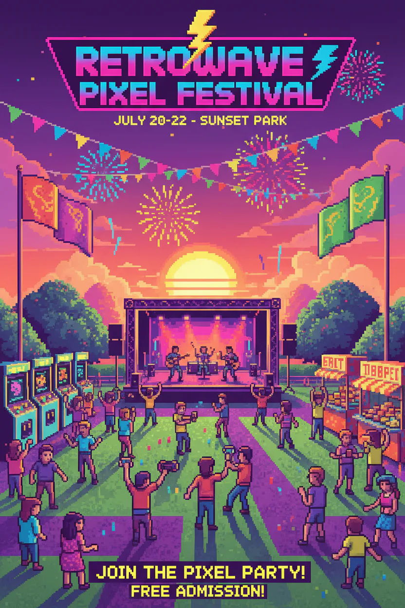 Pixel art event and festival promotion