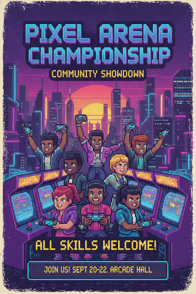 Pixel art gaming community and tournament promotion