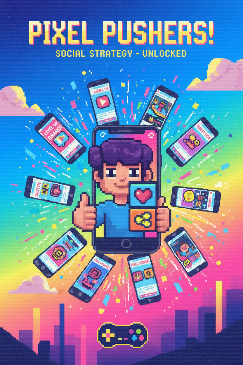 Pixel art social media marketing campaign